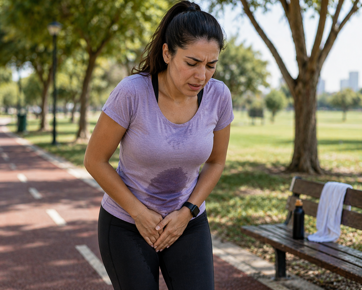 דליפת שתן בזמן ריצה אצל אישה עקב חולשה ברצפת האגן
